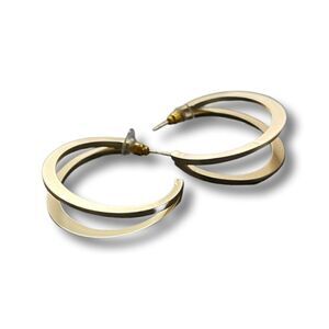 Large Double Row Hoop Earrings in Gold - NWT